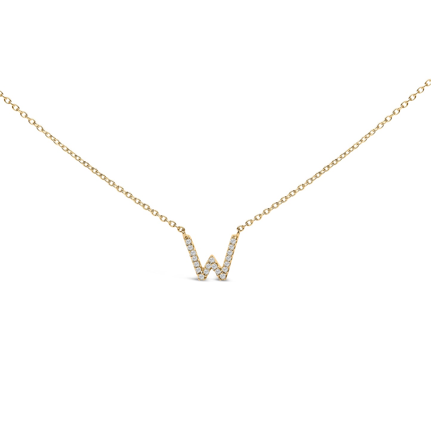 10K White Gold Diamond Accent "A" Block Initial Pendant Necklace