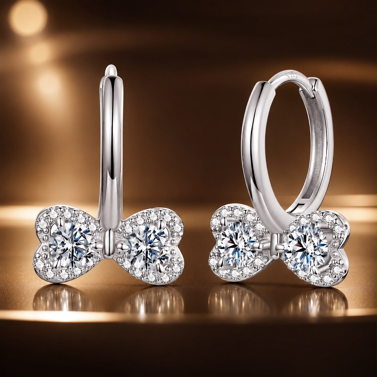 925 Sterling Silver Moissanite 0.20 Carat Earrings Plated White Gold for Women