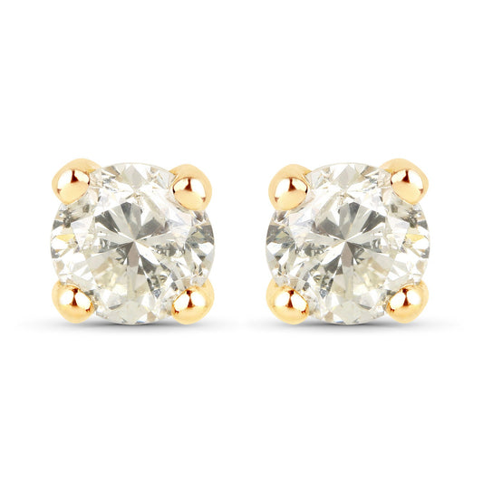 1.01 Carat Genuine LB Diamond 14K Yellow Gold Earrings