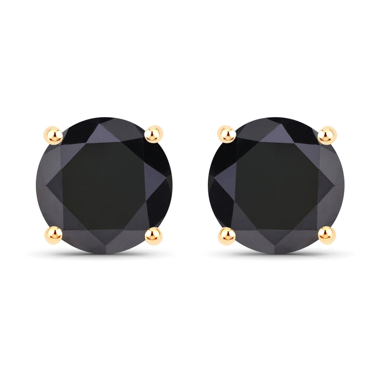 3.48 Carat Genuine Black Diamond 14K Yellow Gold Earrings