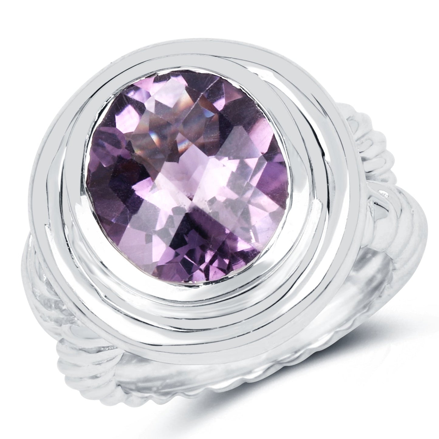 6.92 Carat Genuine Amethyst .925 Sterling Silver Ring