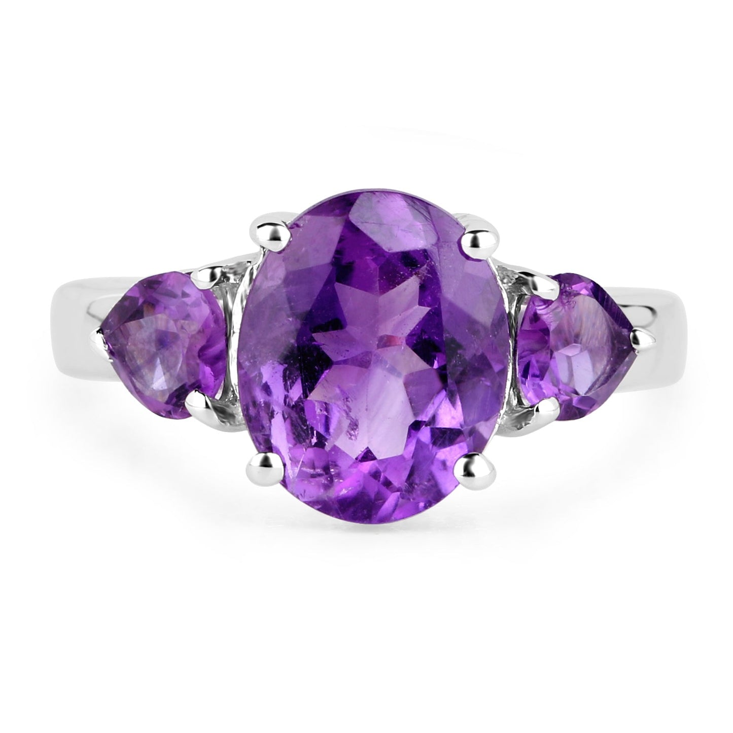 4.06 Carat Genuine Amethyst .925 Sterling Silver Ring