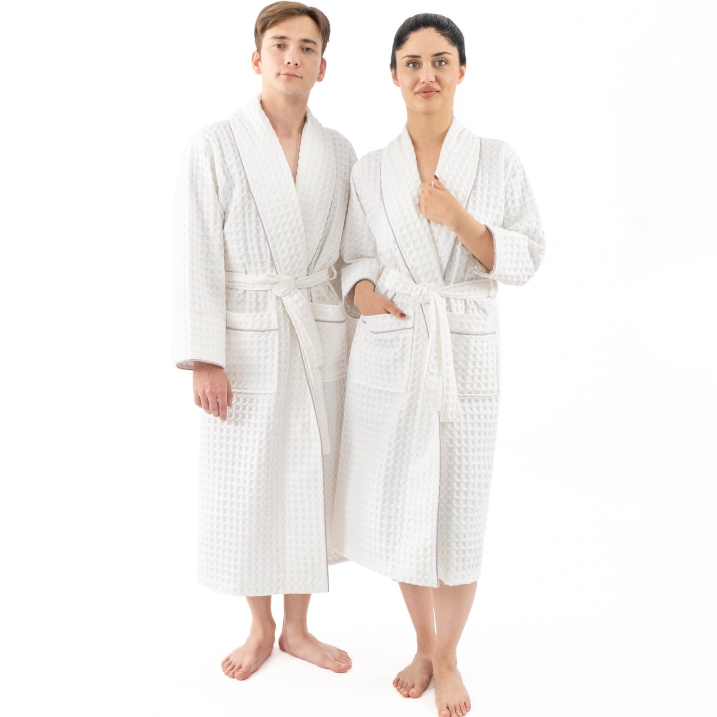 American Soft Linen 100% Cotton Waffle Robes for Women and Men, Unisex Waffle Kimono Lounging Bathrobe, 1 Piece Waffle Robe for Couples After Shower