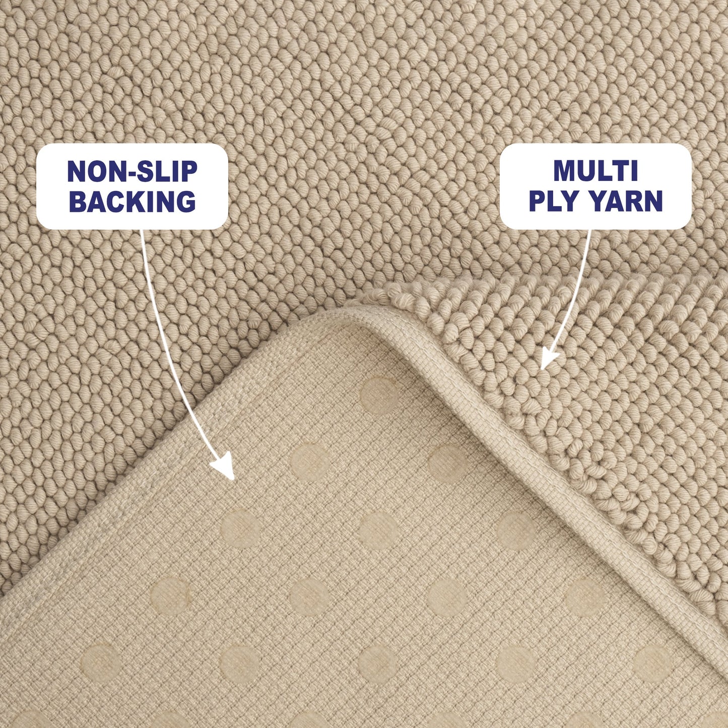 American Soft Linen 100% Cotton Bath Mat Rugs, 17x24 inches with Silicone Backing, Soft Absorbent Grip-Enhanced Bath Mats for Bathroom