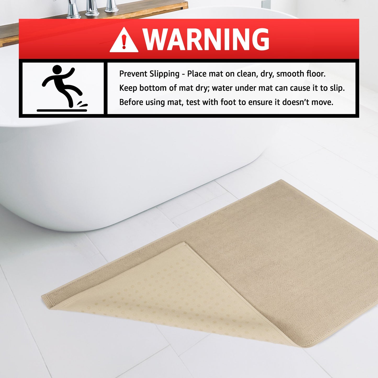 American Soft Linen 100% Cotton Bath Mat Rugs, 17x24 inches with Silicone Backing, Soft Absorbent Grip-Enhanced Bath Mats for Bathroom