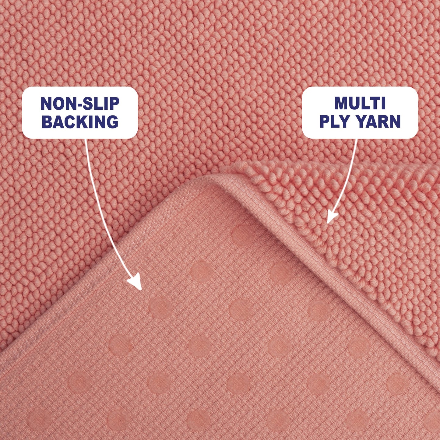 American Soft Linen 100% Cotton Bath Mat Rugs, 17x24 inches with Silicone Backing, Soft Absorbent Grip-Enhanced Bath Mats for Bathroom