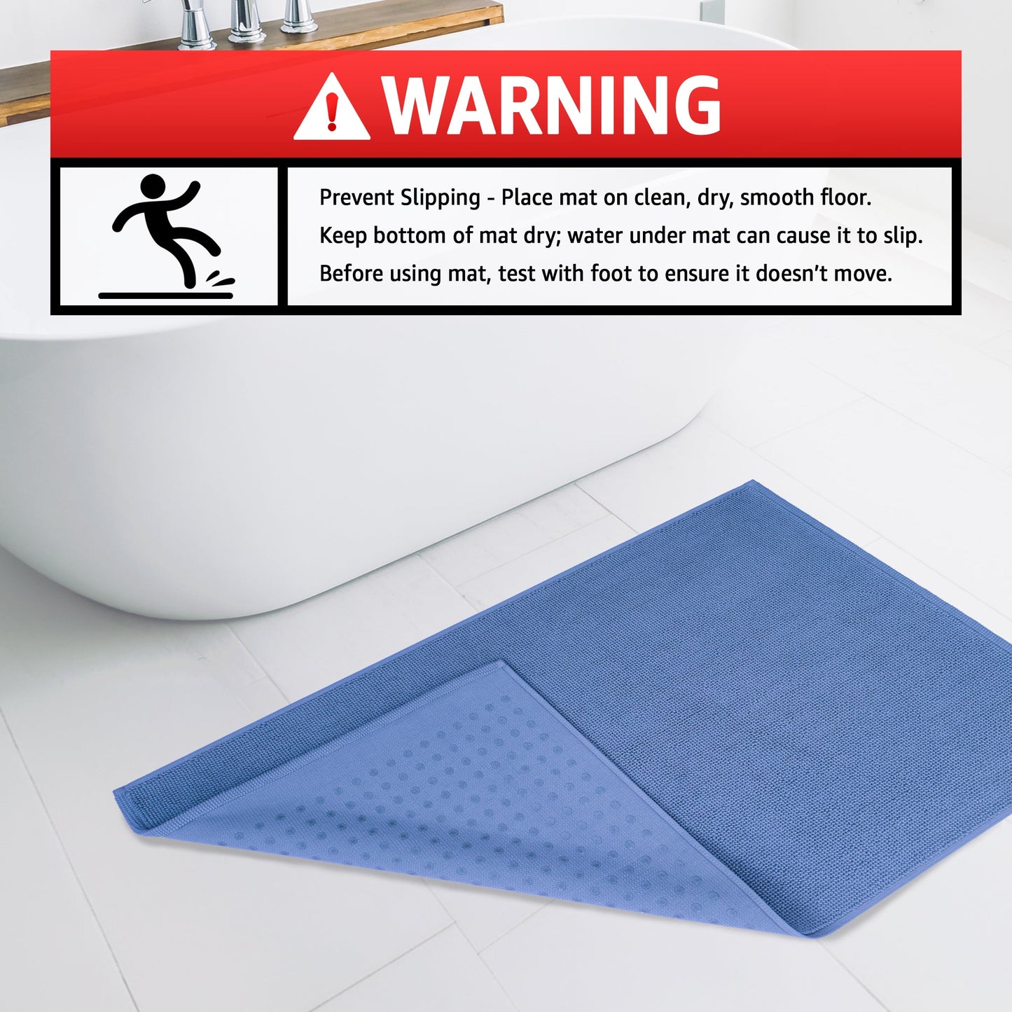 American Soft Linen 100% Cotton Bath Mat Rugs, 17x24 inches with Silicone Backing, Soft Absorbent Grip-Enhanced Bath Mats for Bathroom