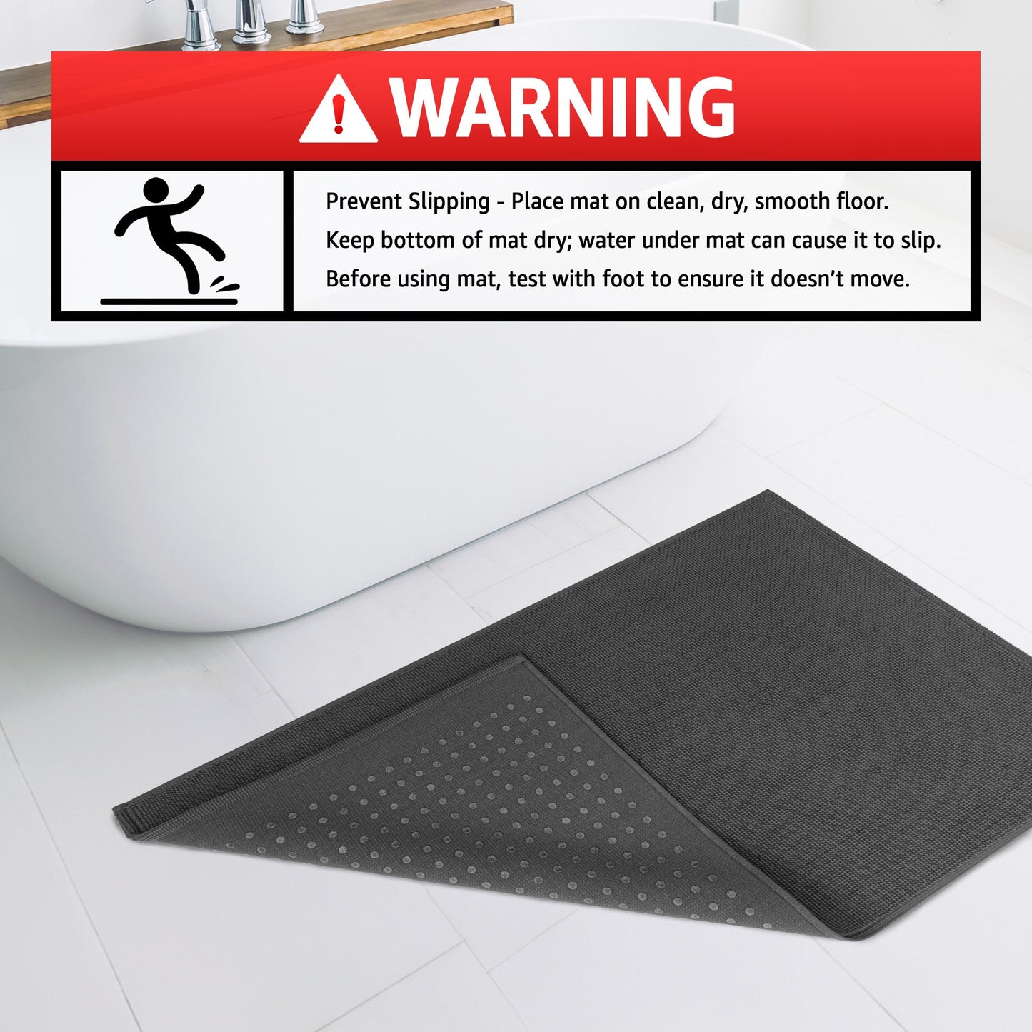 American Soft Linen 100% Cotton Bath Mat Rugs, 17x24 inches with Silicone Backing, Soft Absorbent Grip-Enhanced Bath Mats for Bathroom