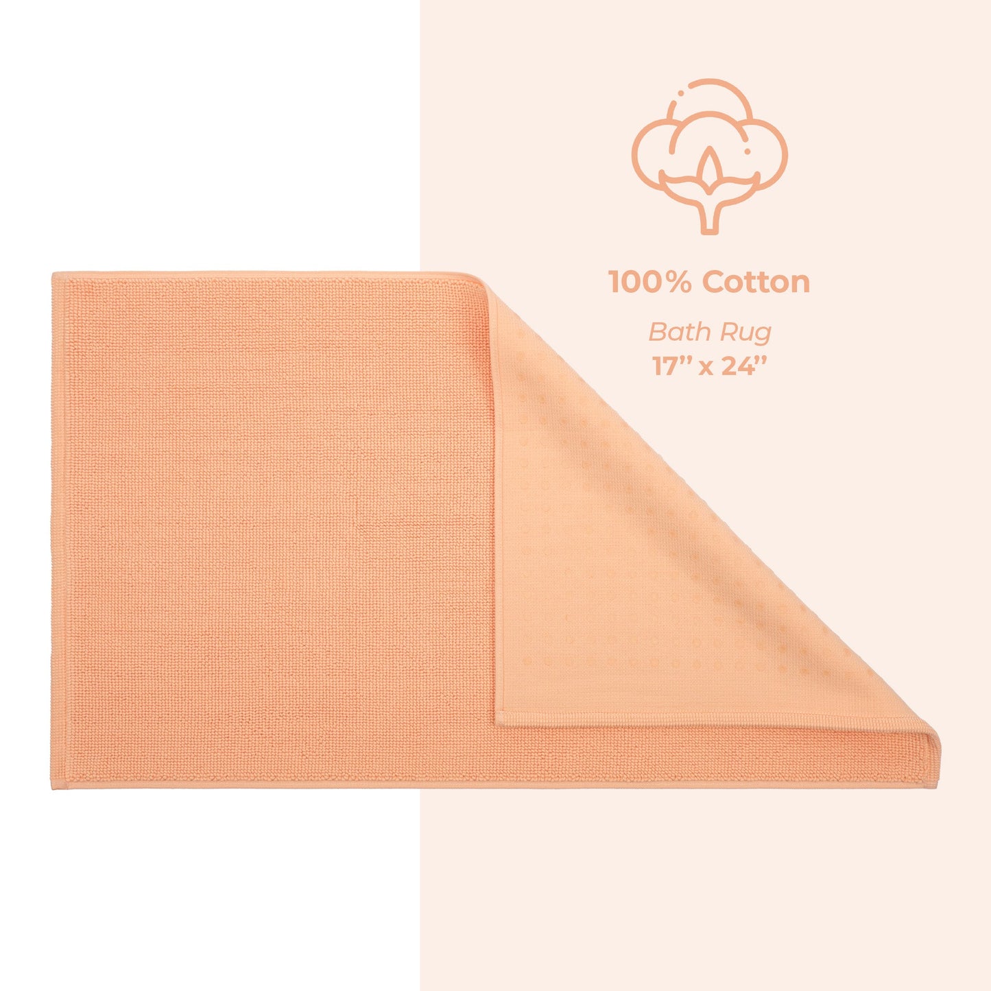 American Soft Linen 100% Cotton Bath Mat Rugs, 17x24 inches with Silicone Backing, Soft Absorbent Grip-Enhanced Bath Mats for Bathroom