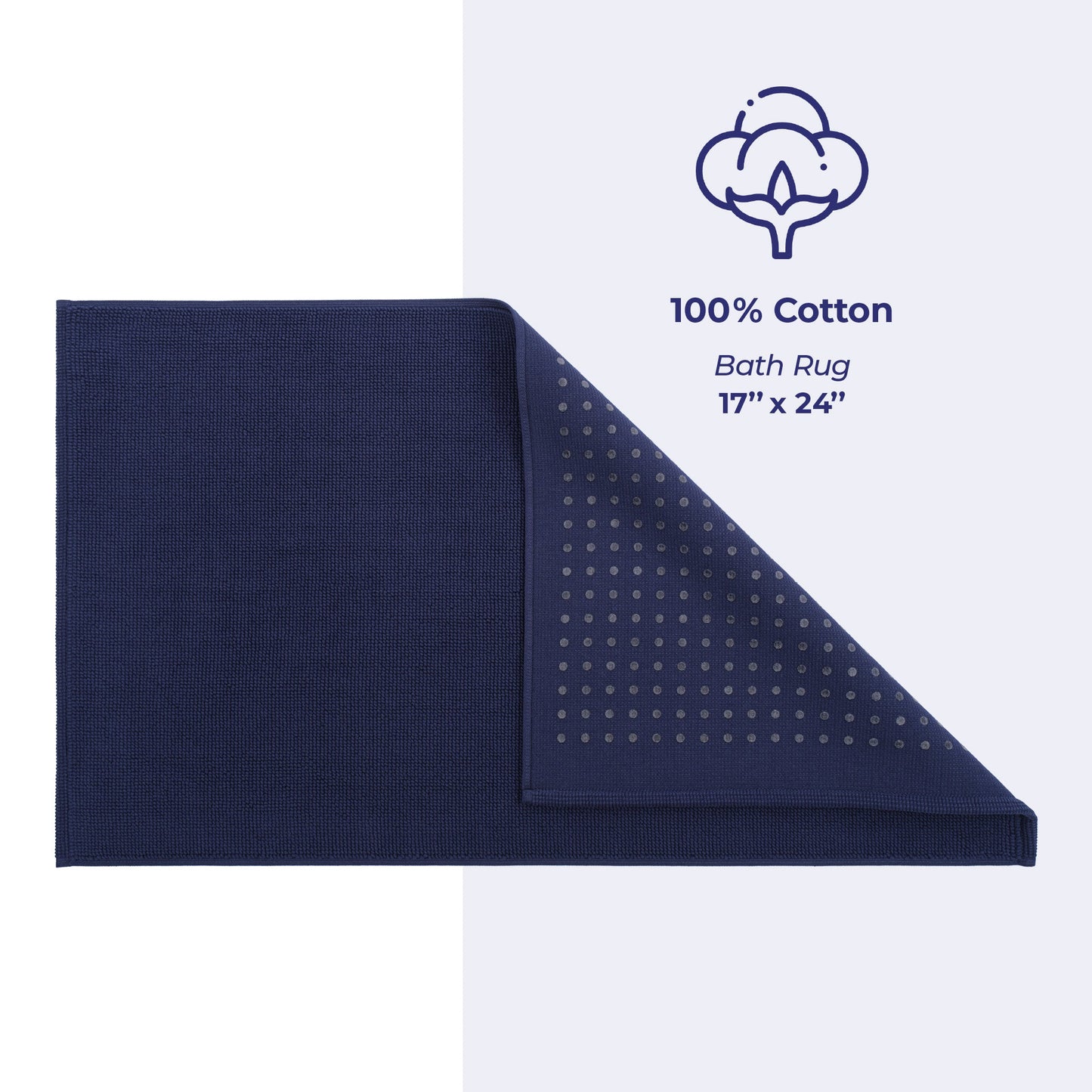 American Soft Linen 100% Cotton Bath Mat Rugs, 17x24 inches with Silicone Backing, Soft Absorbent Grip-Enhanced Bath Mats for Bathroom