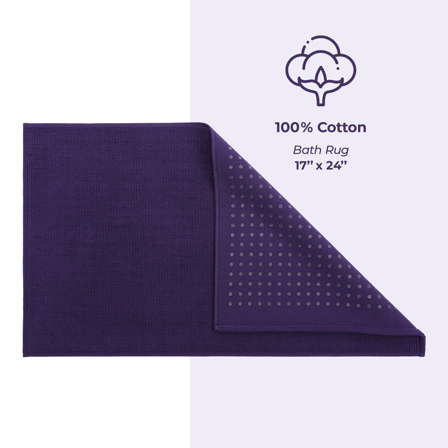 American Soft Linen 100% Cotton Bath Mat Rugs, 17x24 inches with Silicone Backing, Soft Absorbent Grip-Enhanced Bath Mats for Bathroom