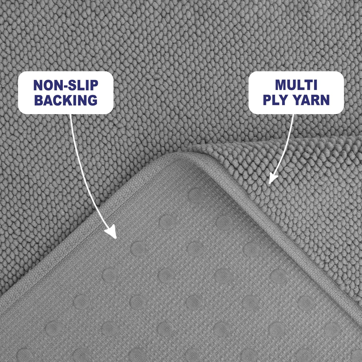 American Soft Linen 100% Cotton Bath Mat Rugs, 17x24 inches with Silicone Backing, Soft Absorbent Grip-Enhanced Bath Mats for Bathroom