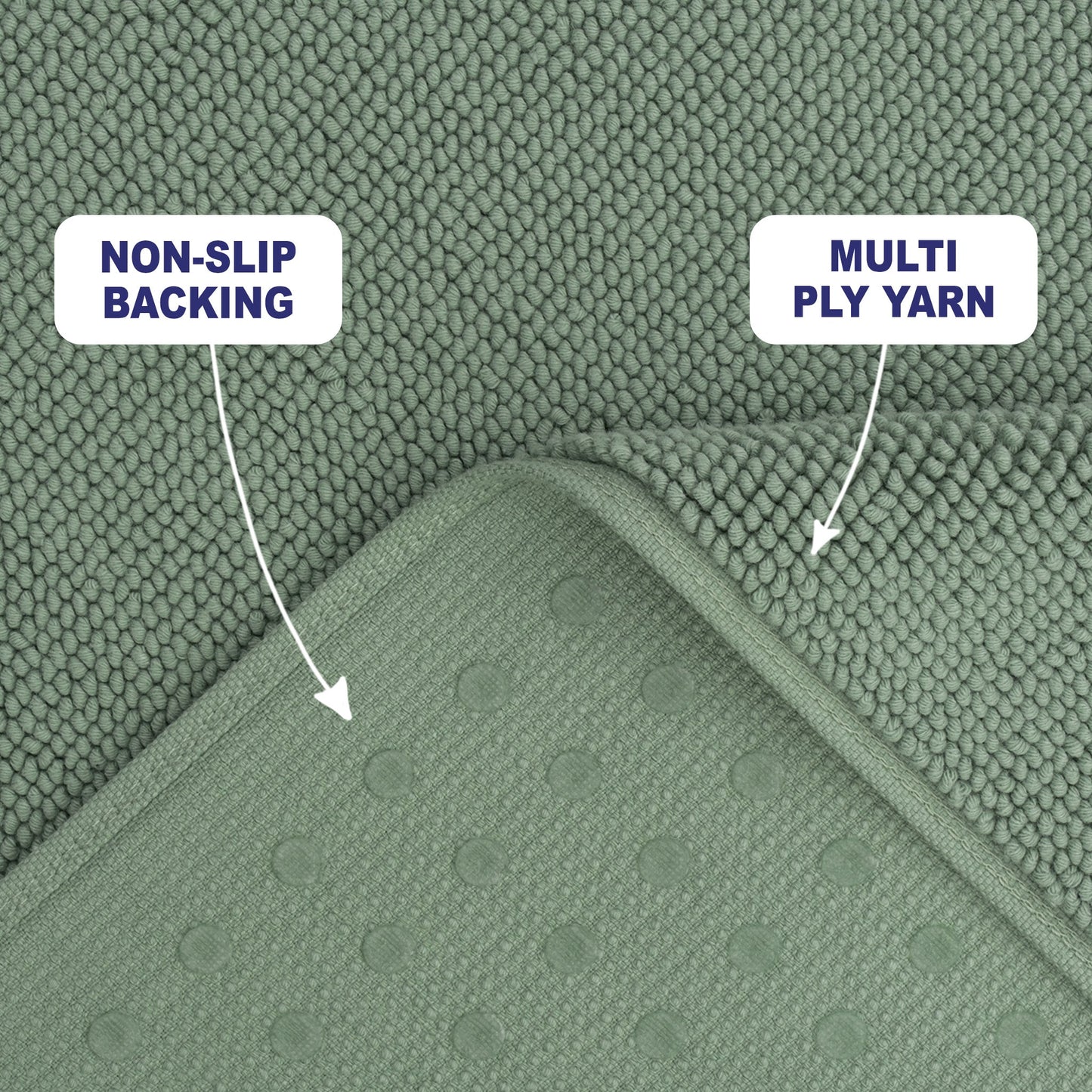 American Soft Linen 100% Cotton Bath Mat Rugs, 17x24 inches with Silicone Backing, Soft Absorbent Grip-Enhanced Bath Mats for Bathroom