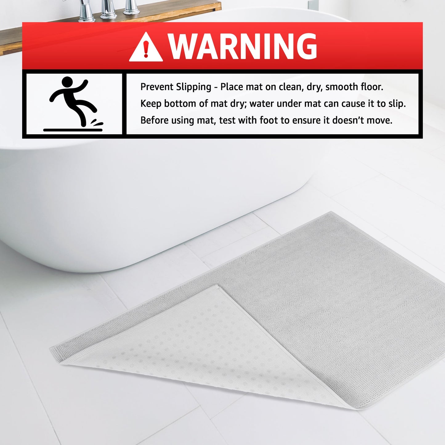 American Soft Linen 100% Cotton Bath Mat Rugs, 17x24 inches with Silicone Backing, Soft Absorbent Grip-Enhanced Bath Mats for Bathroom