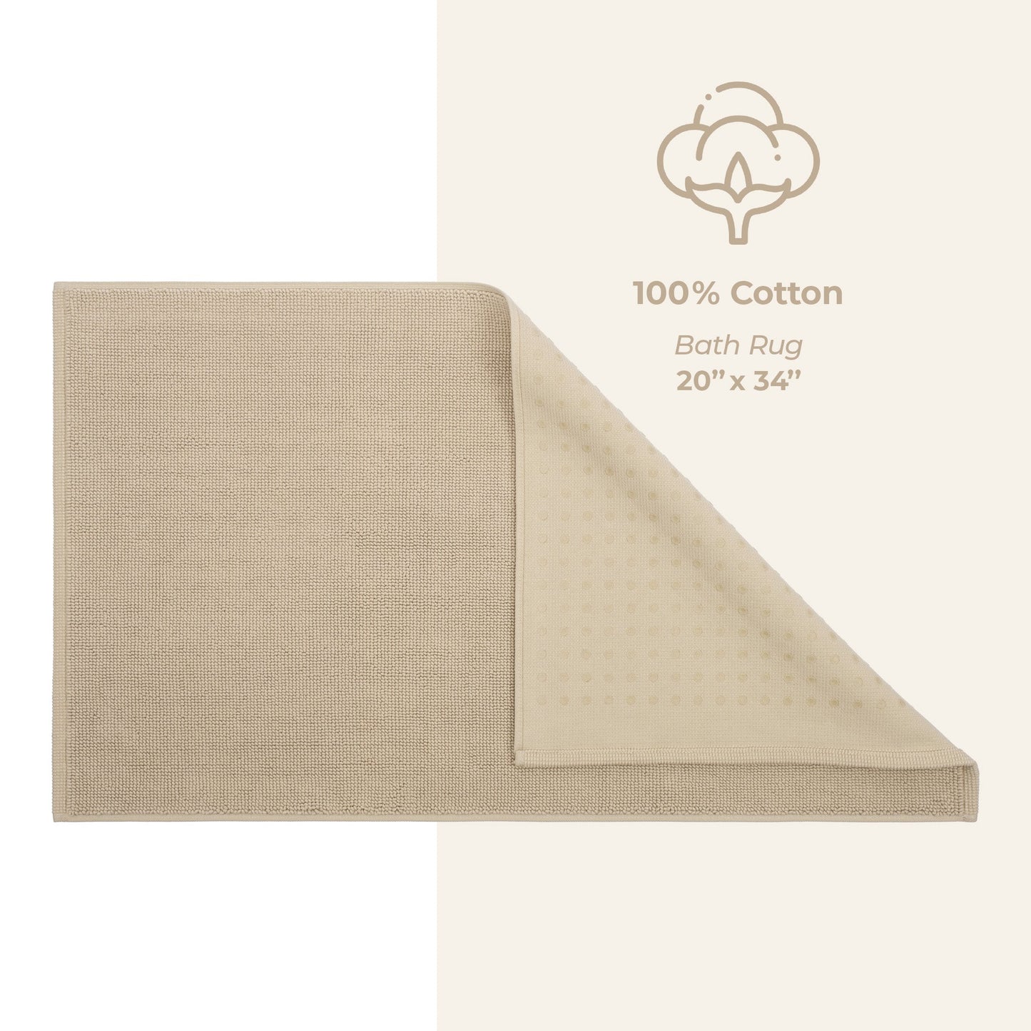 American Soft Linen 100% Cotton Bath Mat Rugs, 20x34 inches with Silicone Backing, Soft Absorbent Grip-Enhanced Bath Mats for Bathroom