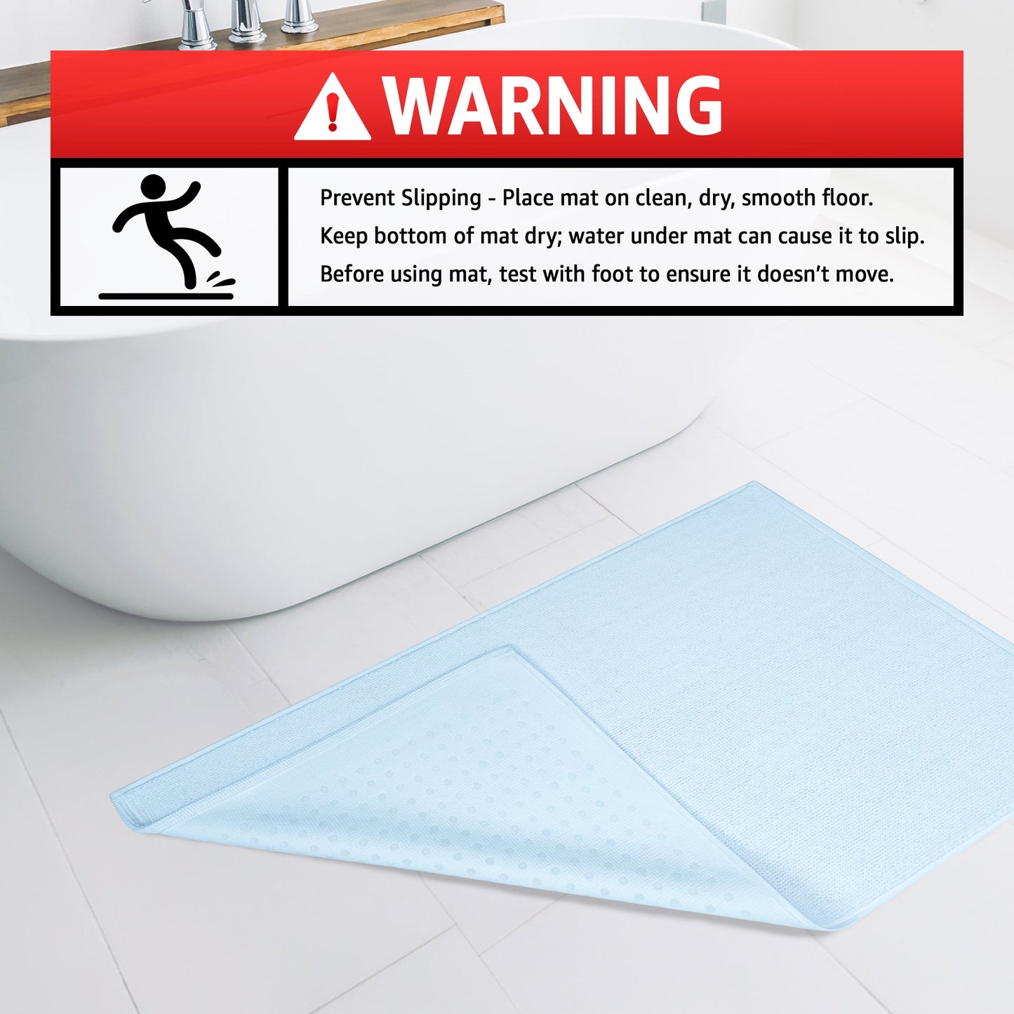 American Soft Linen 100% Cotton Bath Mat Rugs, 20x34 inches with Silicone Backing, Soft Absorbent Grip-Enhanced Bath Mats for Bathroom