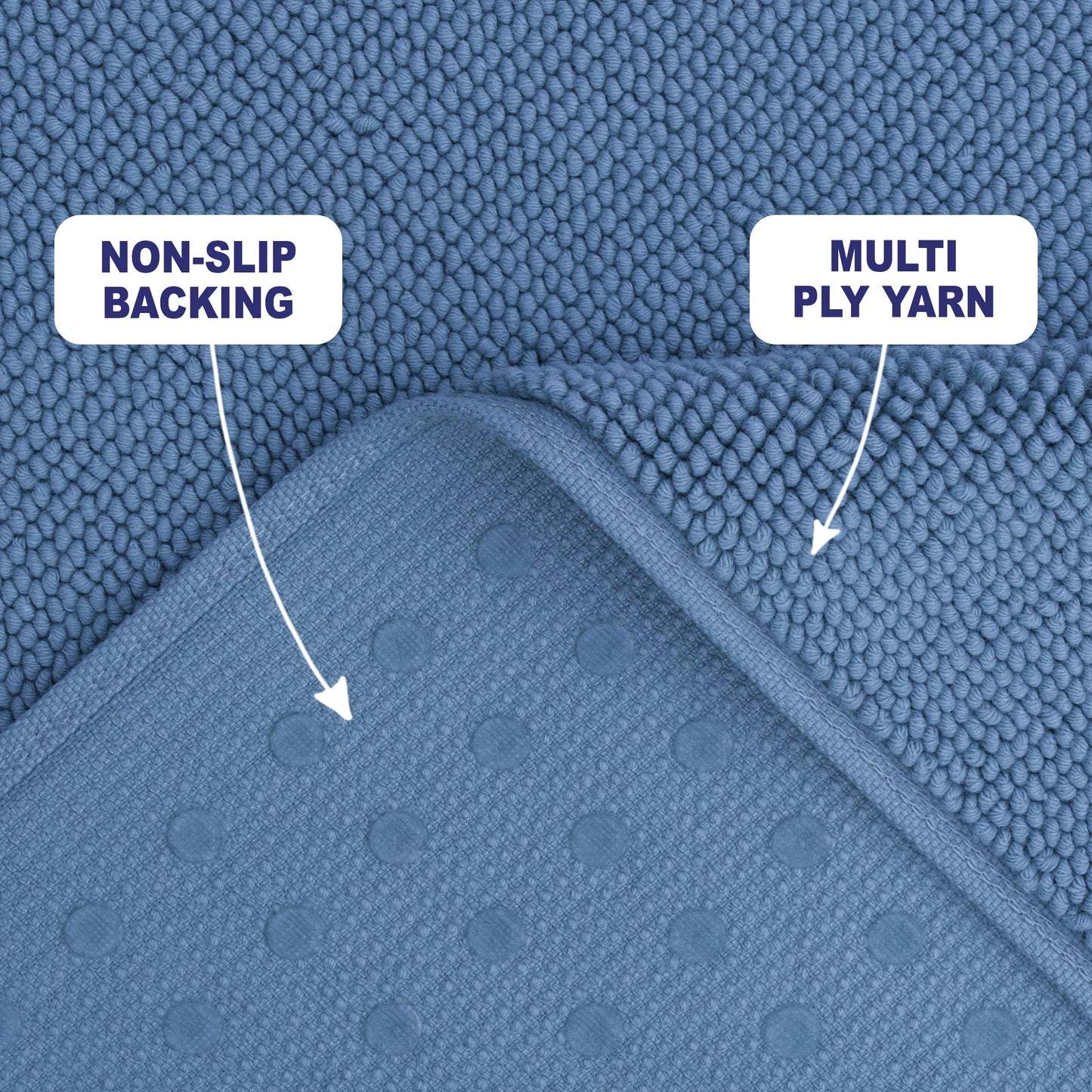 American Soft Linen 100% Cotton Bath Mat Rugs, 20x34 inches with Silicone Backing, Soft Absorbent Grip-Enhanced Bath Mats for Bathroom