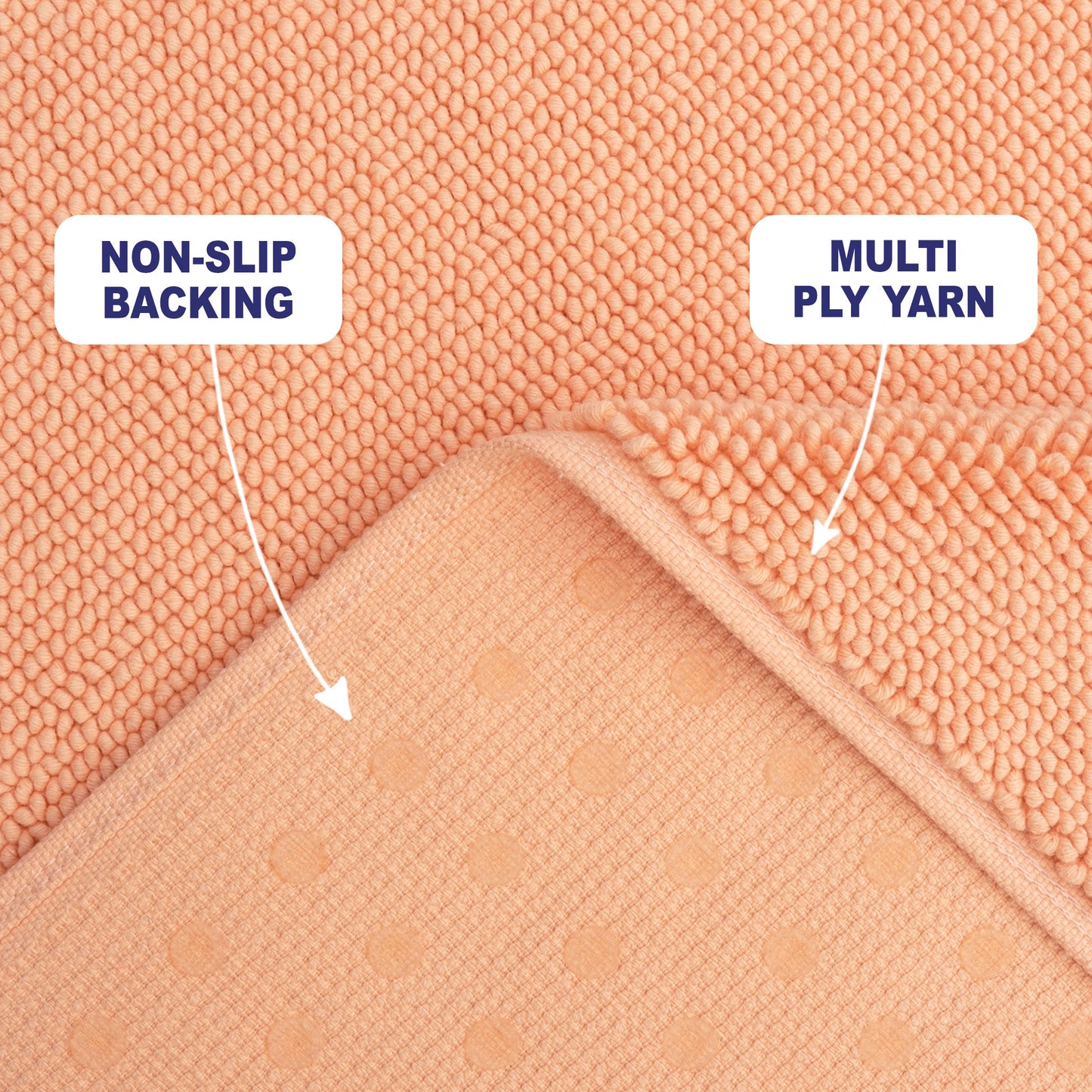 American Soft Linen 100% Cotton Bath Mat Rugs, 20x34 inches with Silicone Backing, Soft Absorbent Grip-Enhanced Bath Mats for Bathroom
