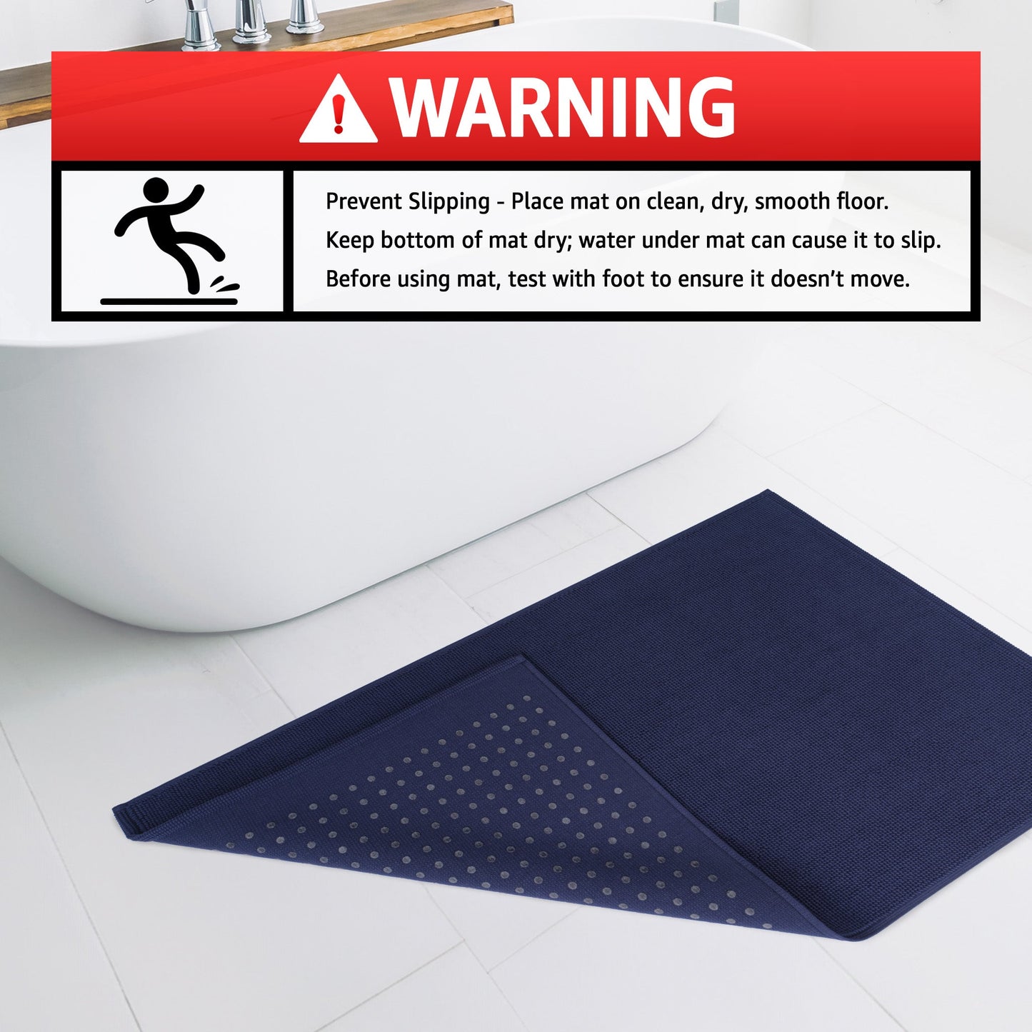 American Soft Linen 100% Cotton Bath Mat Rugs, 20x34 inches with Silicone Backing, Soft Absorbent Grip-Enhanced Bath Mats for Bathroom