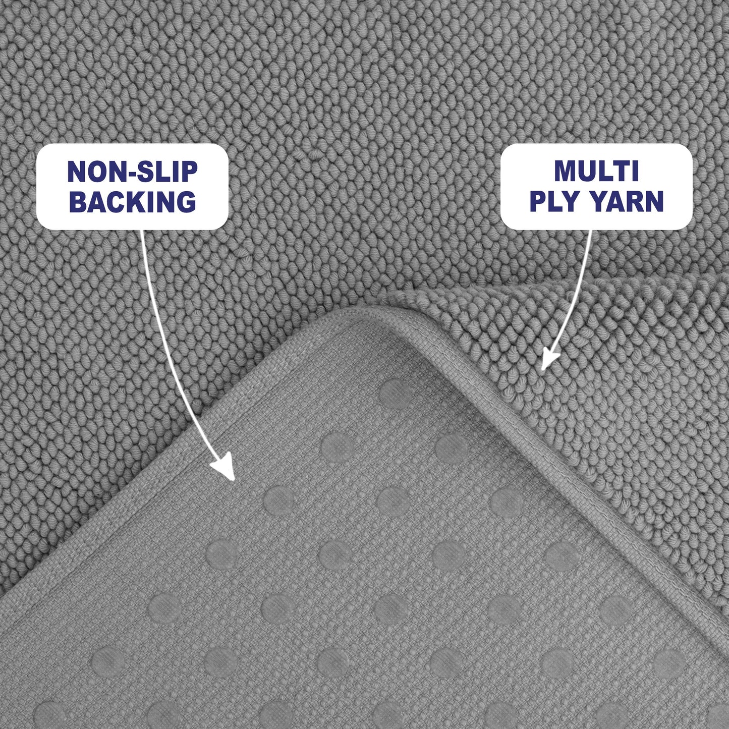 American Soft Linen 100% Cotton Bath Mat Rugs, 20x34 inches with Silicone Backing, Soft Absorbent Grip-Enhanced Bath Mats for Bathroom