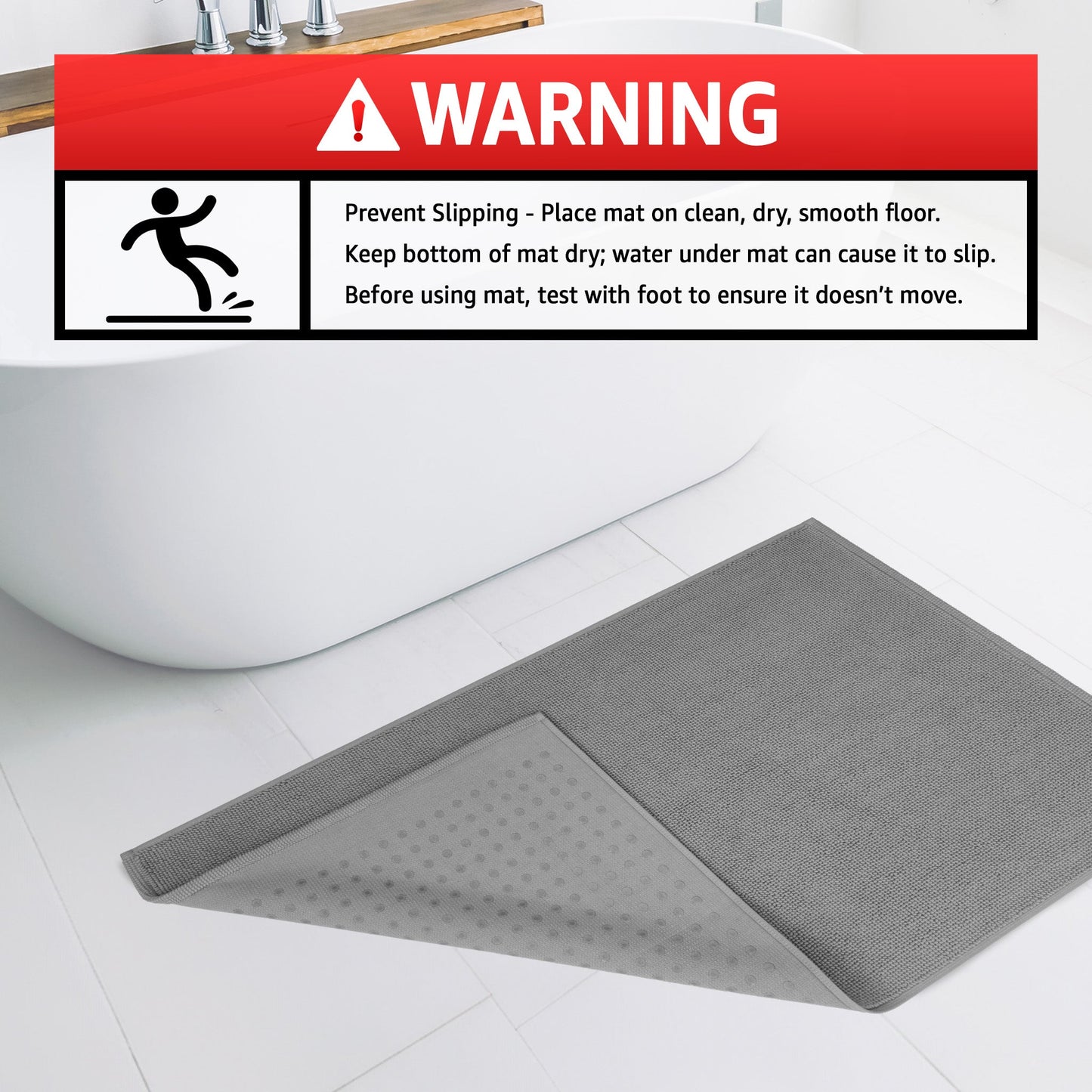 American Soft Linen 100% Cotton Bath Mat Rugs, 20x34 inches with Silicone Backing, Soft Absorbent Grip-Enhanced Bath Mats for Bathroom