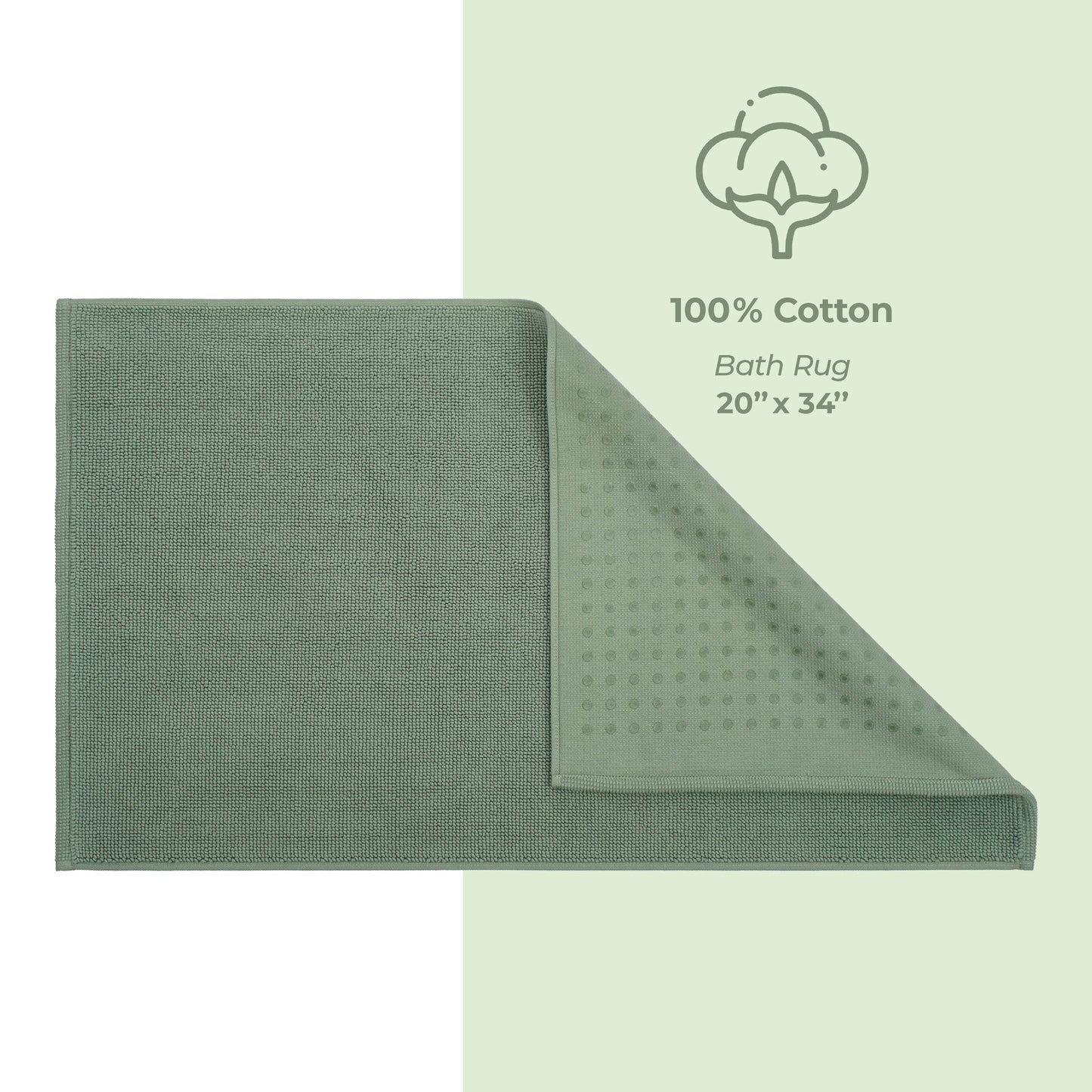 American Soft Linen 100% Cotton Bath Mat Rugs, 20x34 inches with Silicone Backing, Soft Absorbent Grip-Enhanced Bath Mats for Bathroom