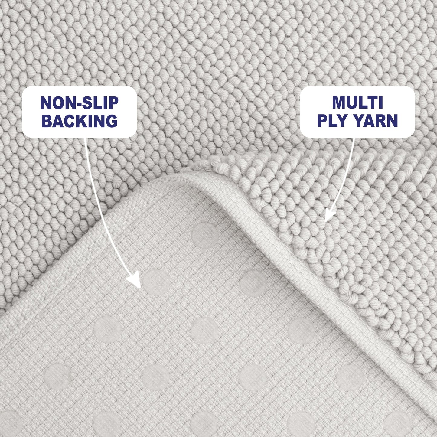American Soft Linen 100% Cotton Bath Mat Rugs, 20x34 inches with Silicone Backing, Soft Absorbent Grip-Enhanced Bath Mats for Bathroom