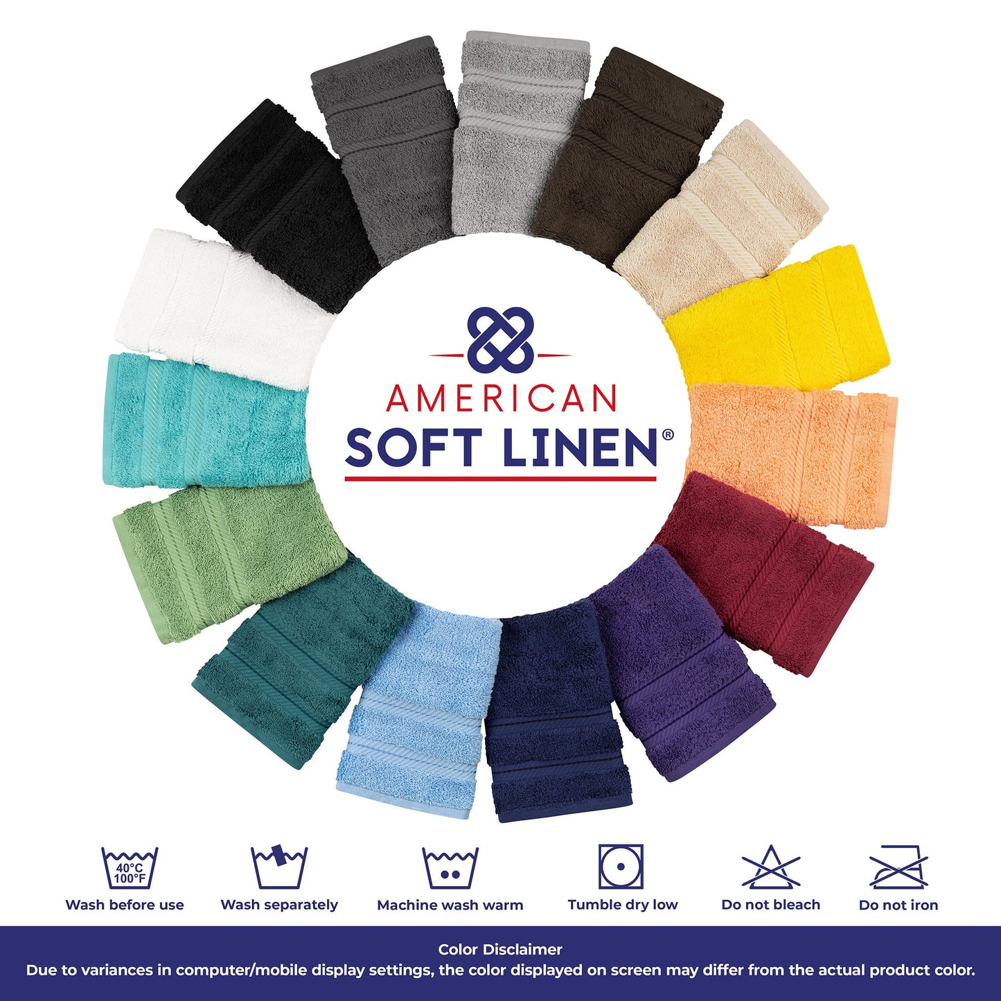 American Soft Linen 100% Cotton Bath Mat Rugs, 20x34 inches with Silicone Backing, Soft Absorbent Grip-Enhanced Bath Mats for Bathroom