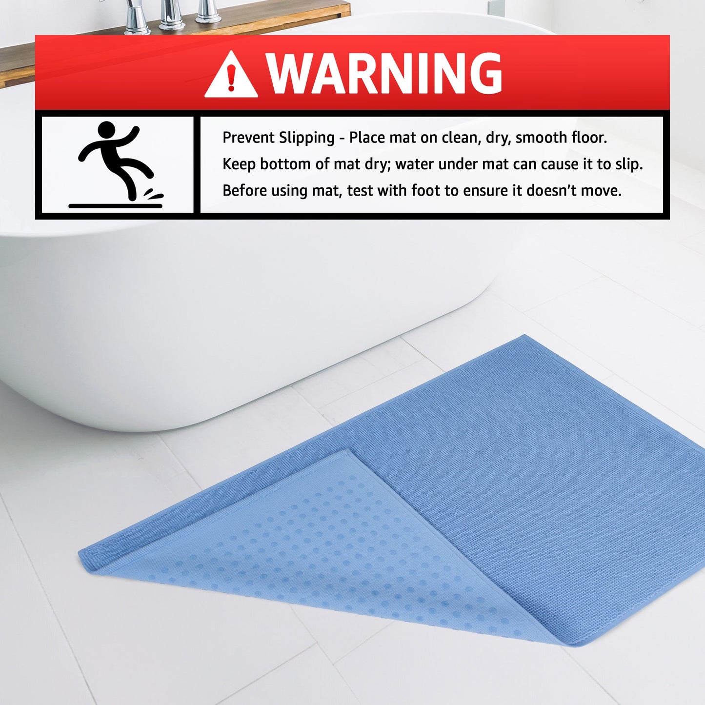 American Soft Linen 100% Cotton Bath Mat Rugs, 20x34 inches with Silicone Backing, Soft Absorbent Grip-Enhanced Bath Mats for Bathroom
