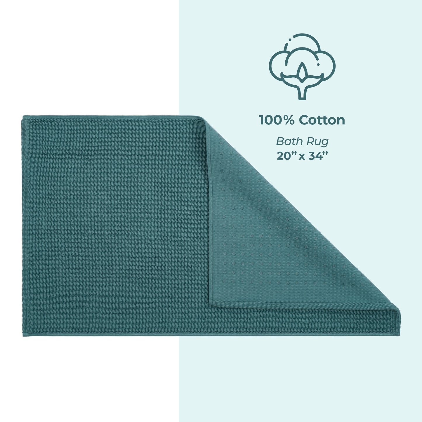 American Soft Linen 100% Cotton Bath Mat Rugs, 20x34 inches with Silicone Backing, Soft Absorbent Grip-Enhanced Bath Mats for Bathroom