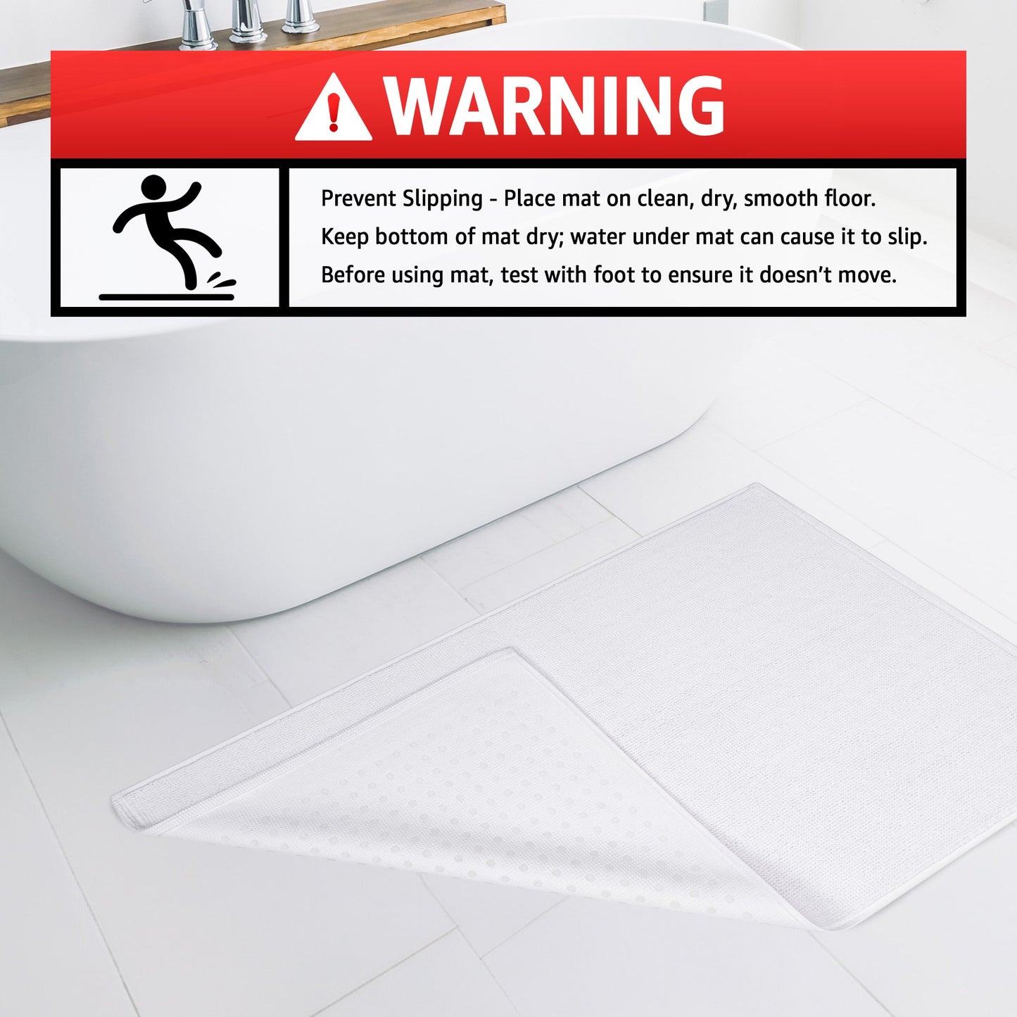 American Soft Linen 100% Cotton Bath Mat Rugs, 20x34 inches with Silicone Backing, Soft Absorbent Grip-Enhanced Bath Mats for Bathroom