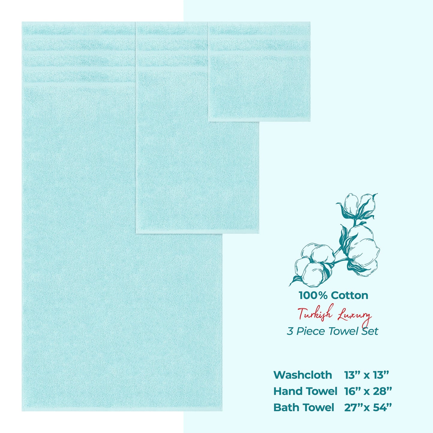 American Soft Linen 3 Piece 100% Cotton Extra Fluffy and Soft, Luxury Turkish Towel Set with 20 Different Colors