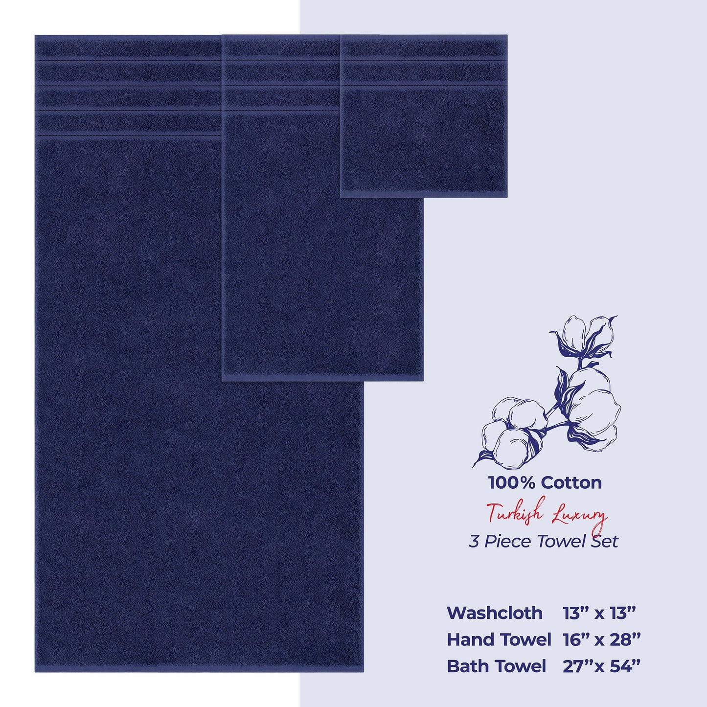 American Soft Linen 3 Piece 100% Cotton Extra Fluffy and Soft, Luxury Turkish Towel Set with 20 Different Colors
