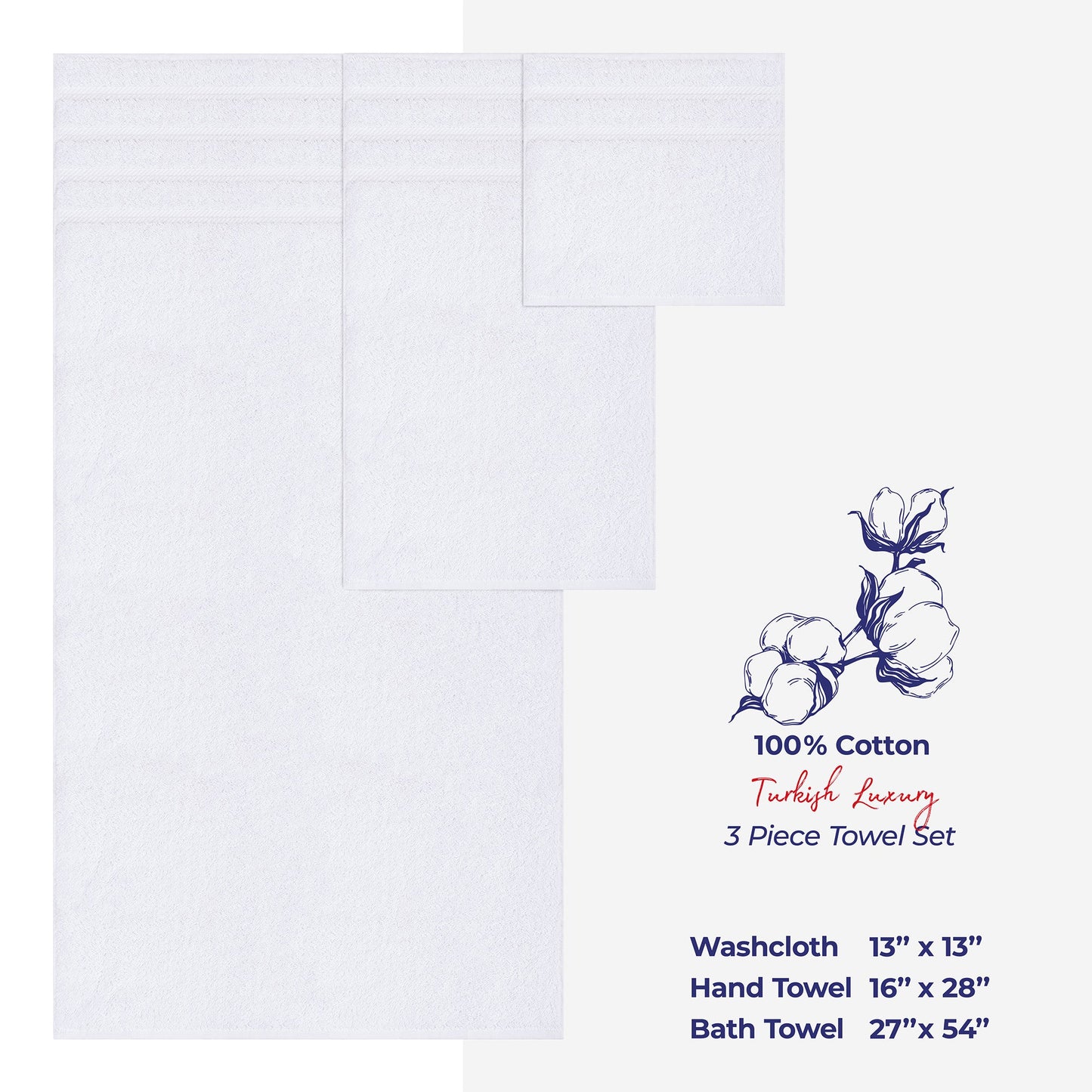 American Soft Linen 3 Piece 100% Cotton Extra Fluffy and Soft, Luxury Turkish Towel Set with 20 Different Colors
