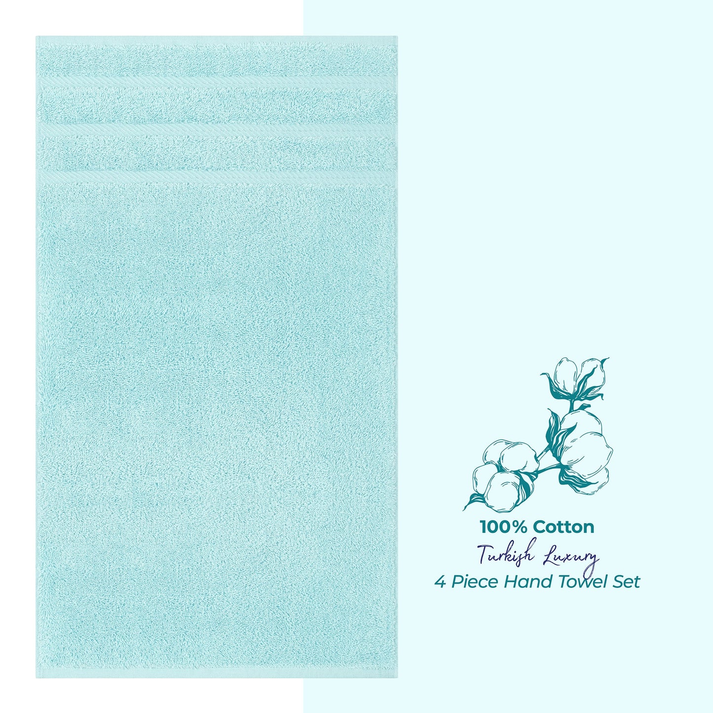 American Soft Linen 100%  Cotton Turkish Towels, 4 Pack Hand Towel Set, Super Soft, Absorbent, Quick Dry Premium Towels