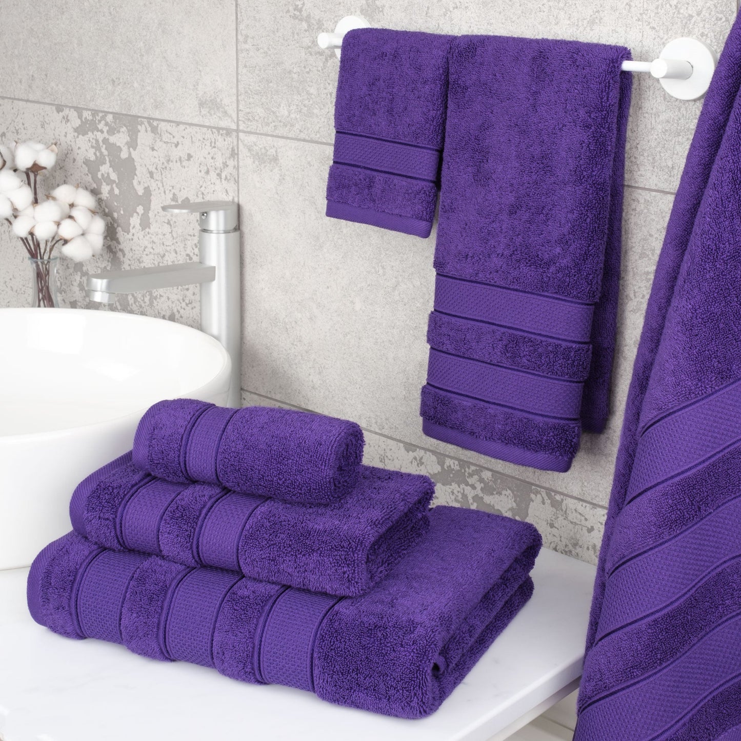 Salem 6 Piece 100% Cotton Luxury Bath Towel Set - 10 Set Case Pack