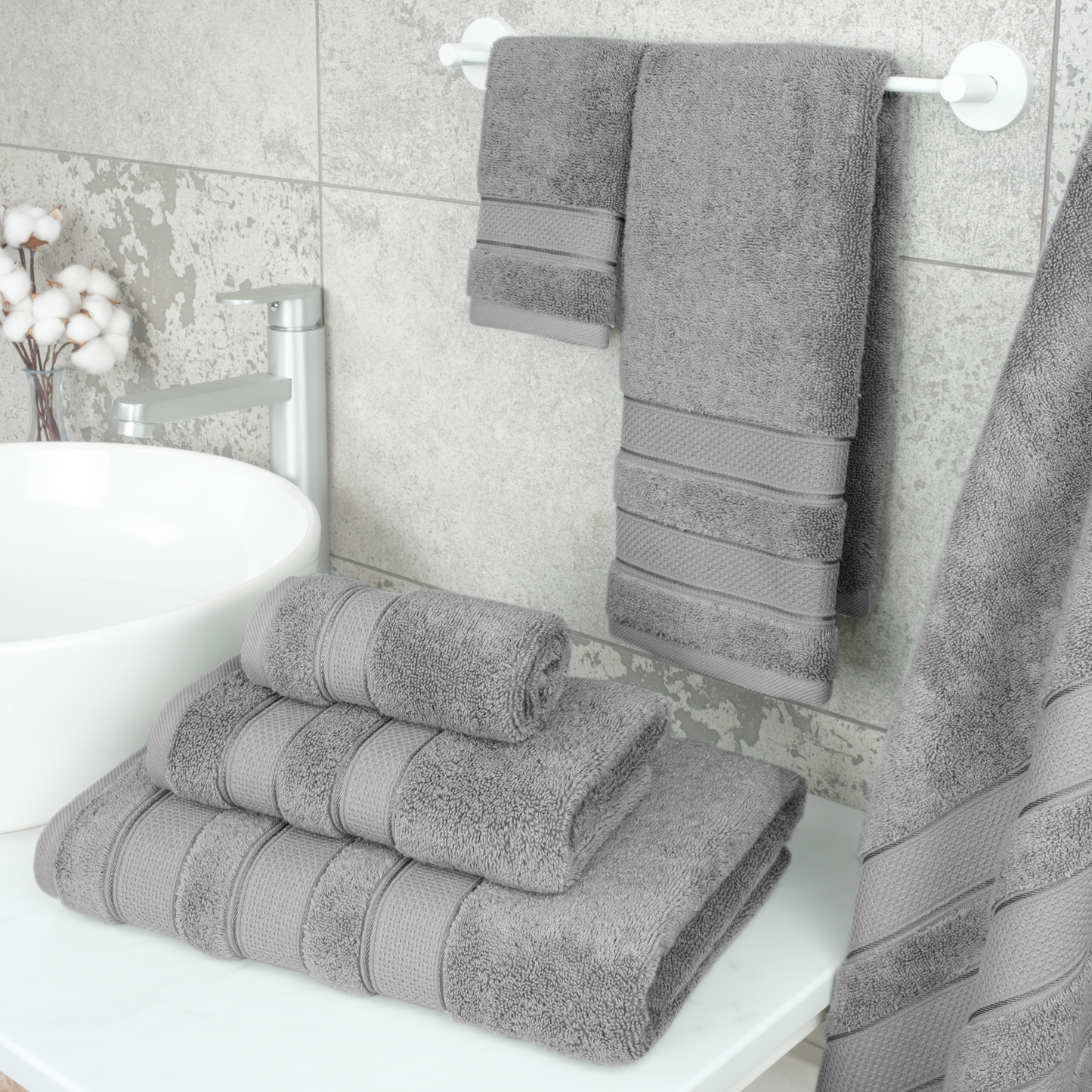 Salem 6 Piece 100% Cotton Luxury Bath Towel Set - 10 Set Case Pack