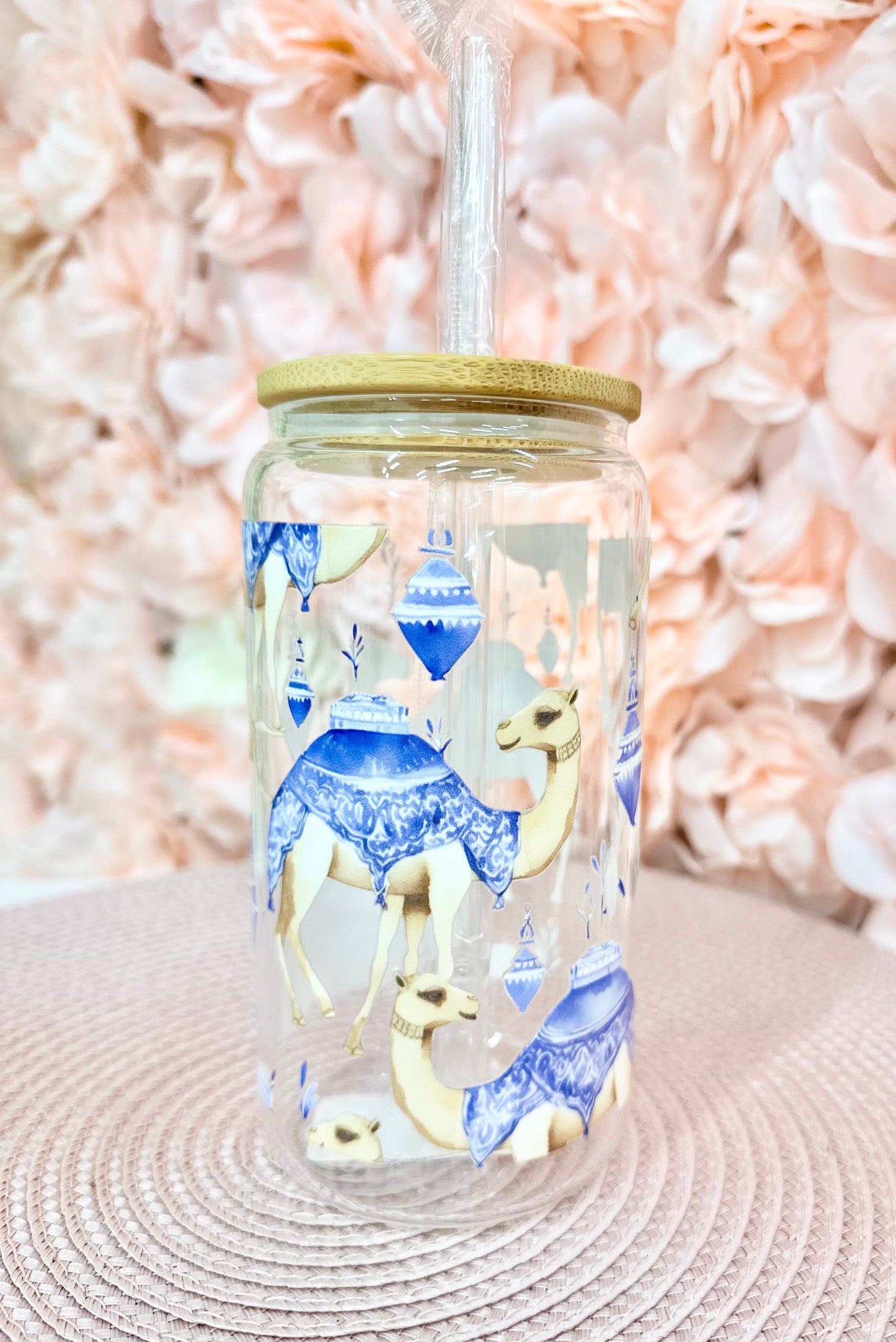 16oz blue camel coffee glass