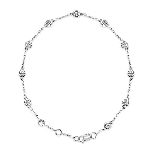 14K White Gold 1/2 Cttw Bezel Set Lab Grown Diamond Station Bracelet