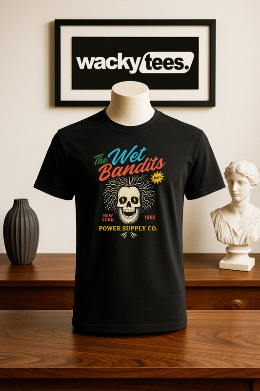 The Wet Bandits Power Supply Co Home Alone Marv Harry Funny Graphic Tee Shirt