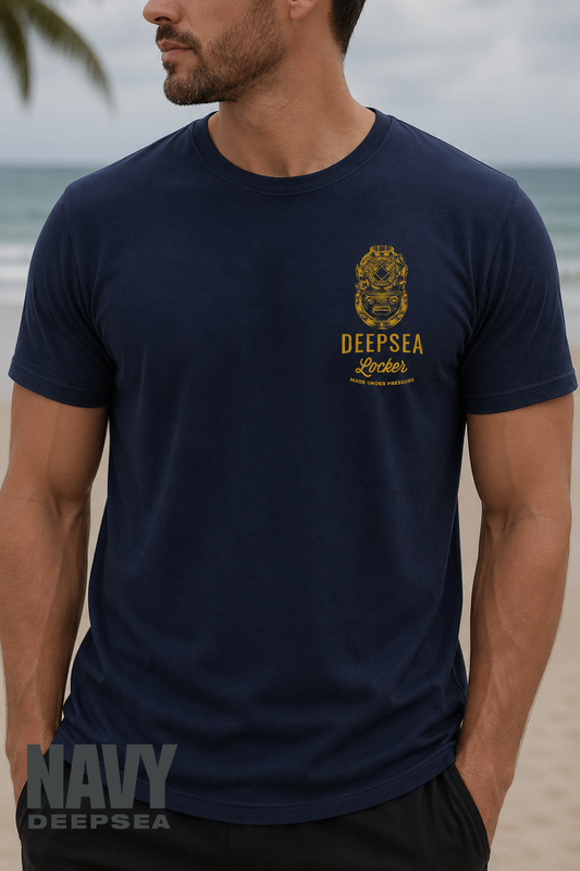DeepSea Locker® Navy Diver Blue & Gold Tee