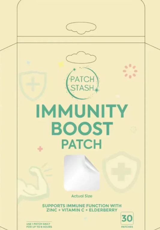 Patch Stash IMMUNITY BOOST – Zinc + Vitamin C + Elderberry, 30 Count, 3” x 3”, Transdermal Supplement