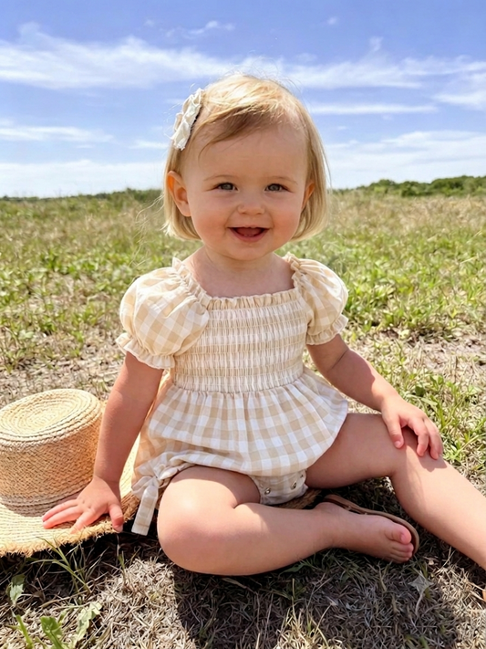 Mommy & Me Plaid Girl Romper
