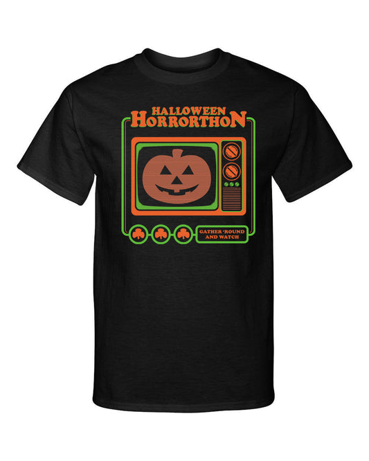 Halloween HorrorThon Horror Thon Commercial Parody Style Graphic Tee Shirt