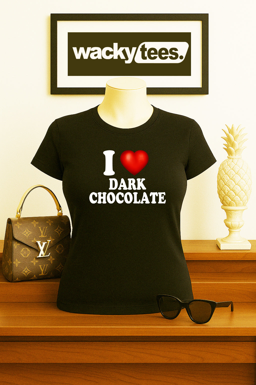 I Love Dark Chocolate I Heart Funny Adult Humor Graphic Tee Shirt