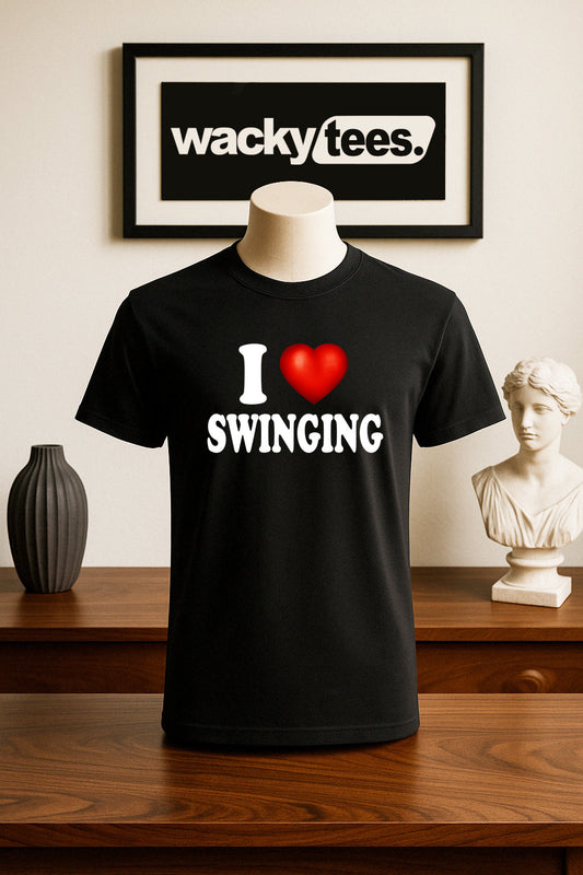 I Love Swinging I Heart Funny Adult Humor Graphic Tee Shirt