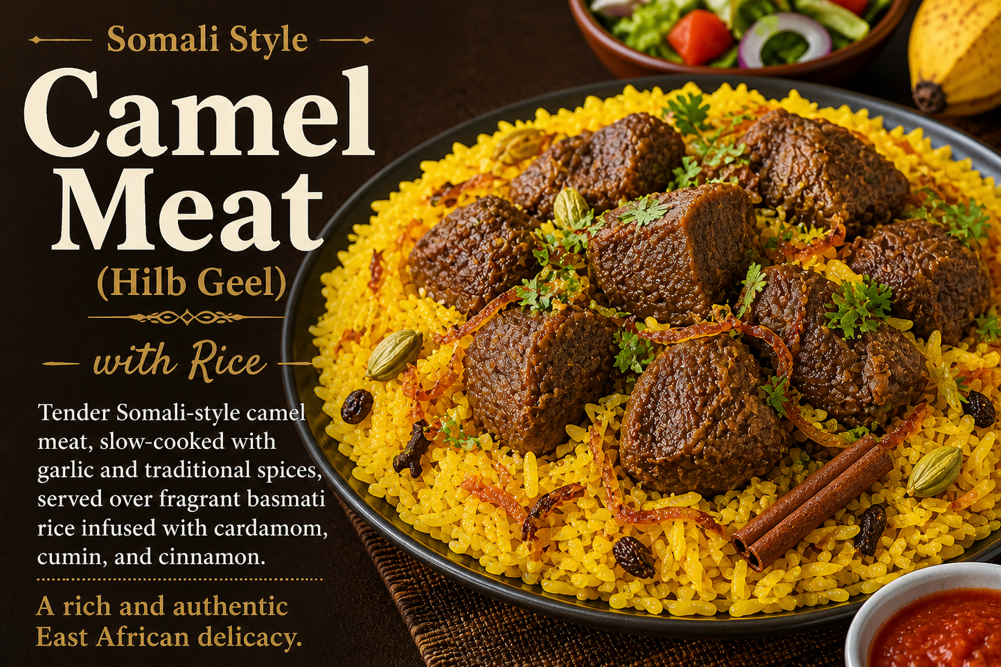 Camel Meat(Hilib Geel) with Rice