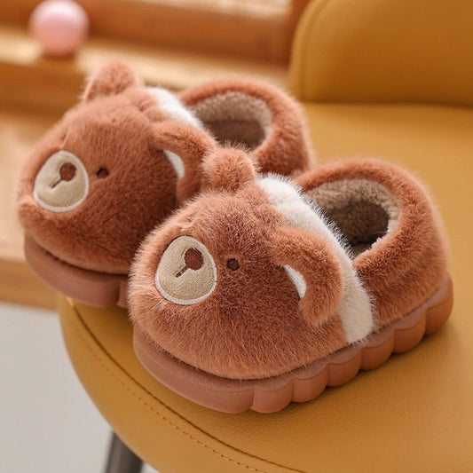Kids’ Fuzzy Slippers | Bear & Bunny Animal House Shoes