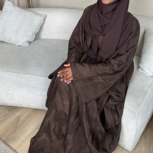 Print satin kaftan abaya