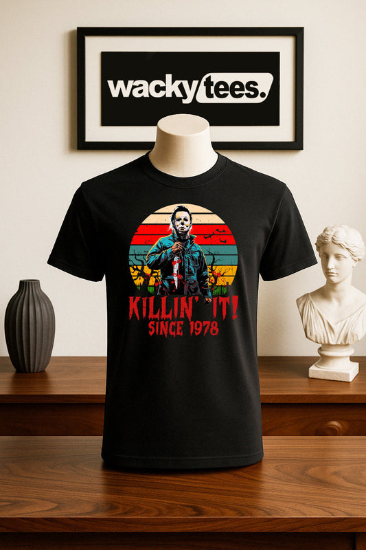 Killin It Since 78 Michael Myers Horror Terror Halloween Graphic Tee Shirt